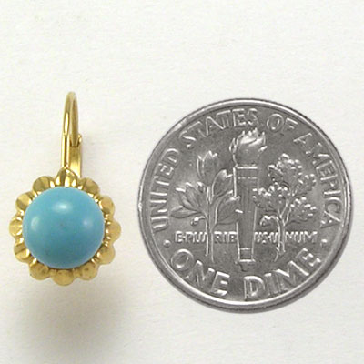 14k Sunflower Turquoise Earrings
