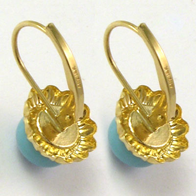 14k Sunflower Turquoise Earrings