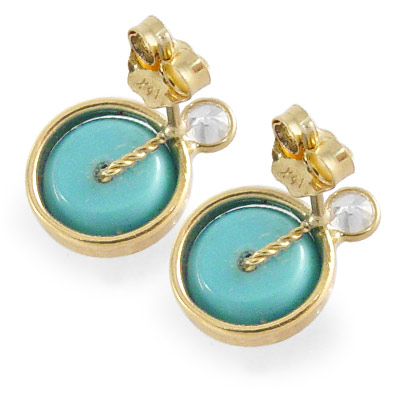 14k Solid Gold Turquoise Stud Earrings