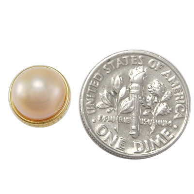 14K Gold Genuine Pink Pearl Earrings 8MM