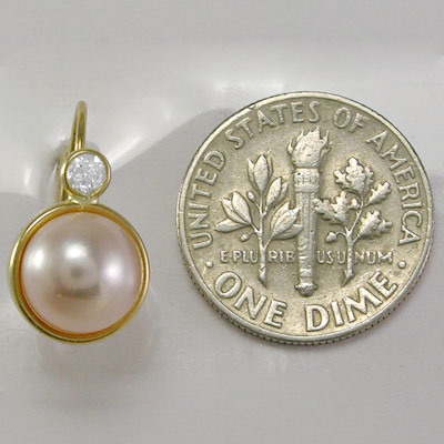 14k Gold 8mm Pearl Earrings with CZ