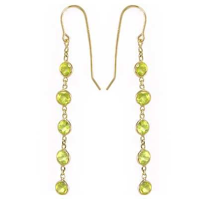 14k Dangling Peridot Earrings