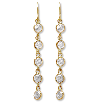 14k Gold Dangling CZ Earrings