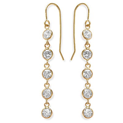 14k Gold Dangling CZ Earrings