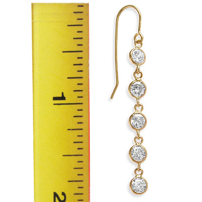 14k Gold Dangling CZ Earrings