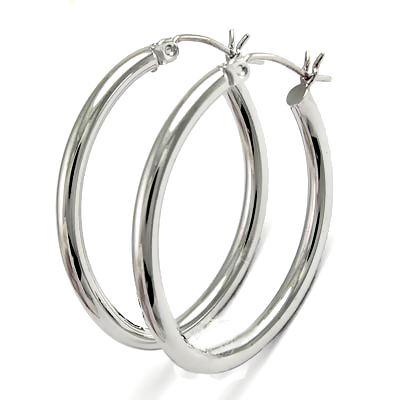 14k White Gold Hoop Earrings