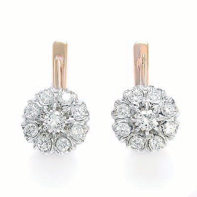 old Russian style Diamond Malinka Earrings 585