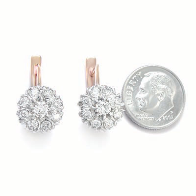 old Russian style Diamond Malinka Earrings 585