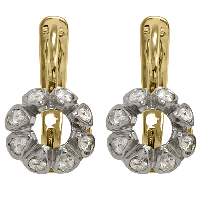 Diamond Semi Mount Earrings  585 Russian Style 14k