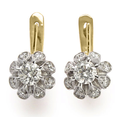 Diamond Semi Mount Earrings  585 Russian Style 14k