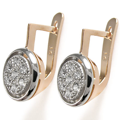 14k Rose Gold Diamond Earrings Russian style