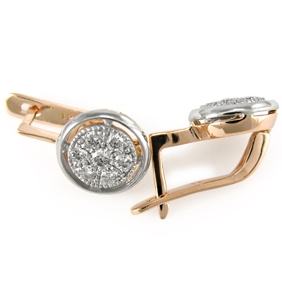 14k Rose Gold Diamond Earrings Russian style