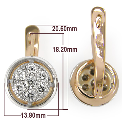 14k Rose Gold Diamond Earrings Russian style