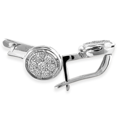 14k White Gold Russian style Diamond  Earrings