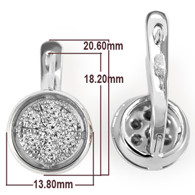 14k White Gold Russian style Diamond  Earrings