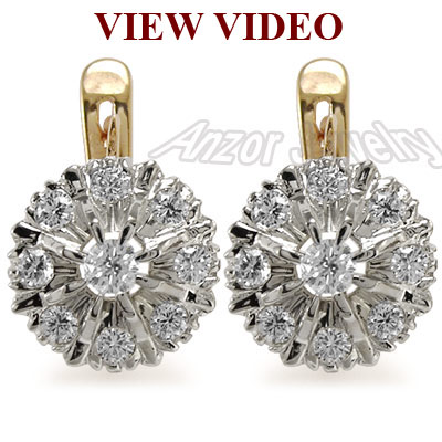 Russian style Diamond Earrings 14k 585