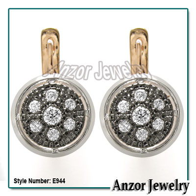 Russian Style Diamond Earrings 14k Gold 585