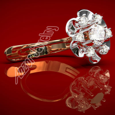 Russian Style Diamond Flower Earrings 14k 585