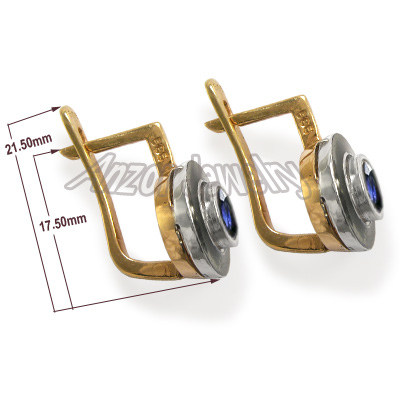 Russian Style Blue Sapphire Enamel Earrings 585