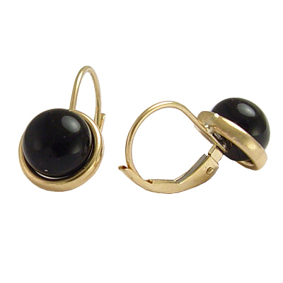 14k Gold Black Onyx Earrings