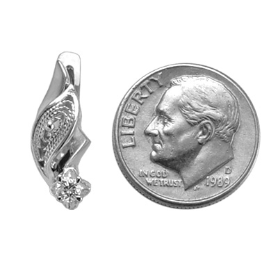 Sterlling Silver Diamond Earrings Russian Jewelry