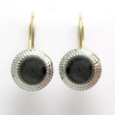 14k solid Gold Onyx Leverback Earrings