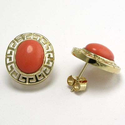 14k Gold Coral Earrings