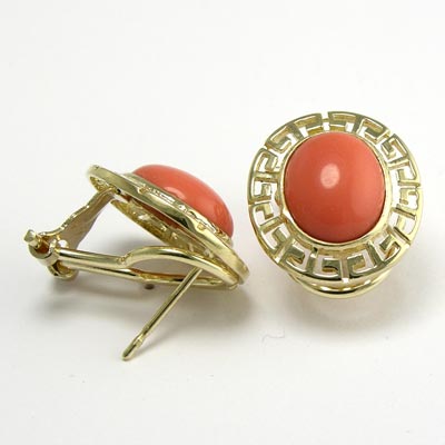 14k Gold Coral Earrings