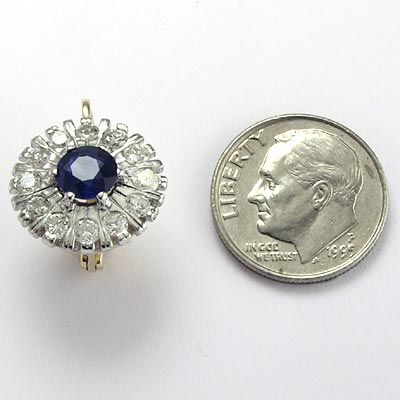 Russian Style Sapphire Diamond Earrings 14K