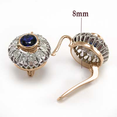 Russian Style Diamond & Sapphire Earrings 585