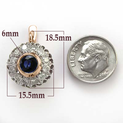 Russian Style Diamond & Sapphire Earrings 585