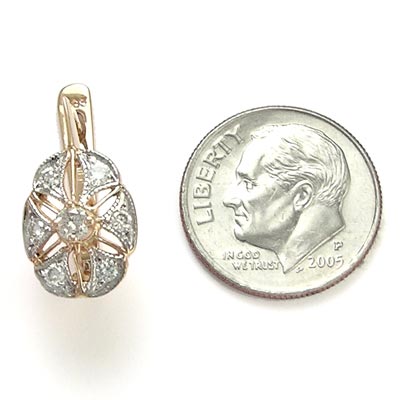 14k Rose and White gold Genuine Diamond Earrings