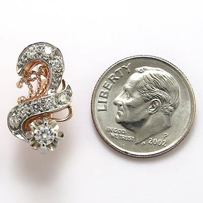 Russian European style diamond earring 14k