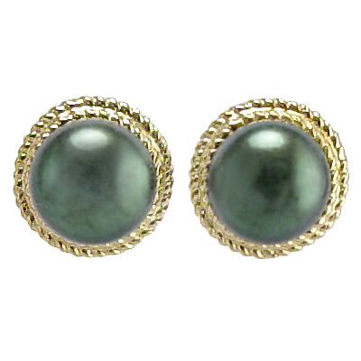 14k Gold and 6mm Genuine Black Pearl Earrings
