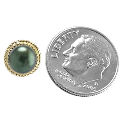 14k Gold and 6mm Genuine Black Pearl Earrings