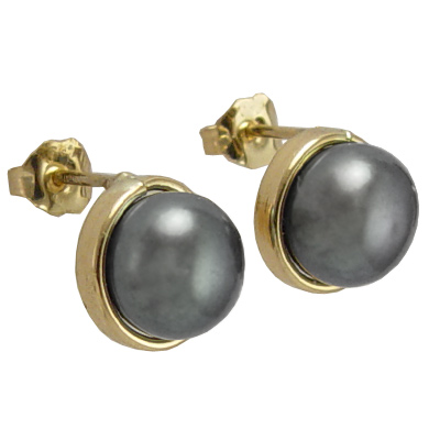 14k Gold Black Pearl Studs