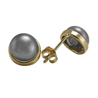 14k Gold Black Pearl Studs