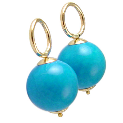 14k Gold Turquoise Charms 12mm