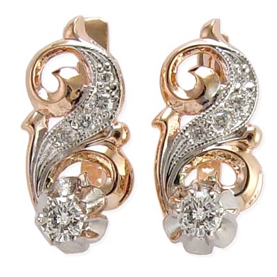 Russian style Diamond Earrings 14k 585