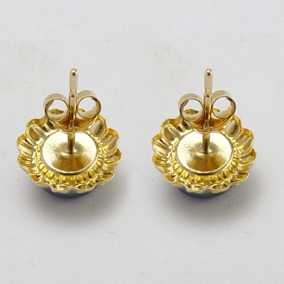 14k Sunflower Black Pearl Earrings