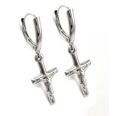 14k Gold Crucifix Earrings