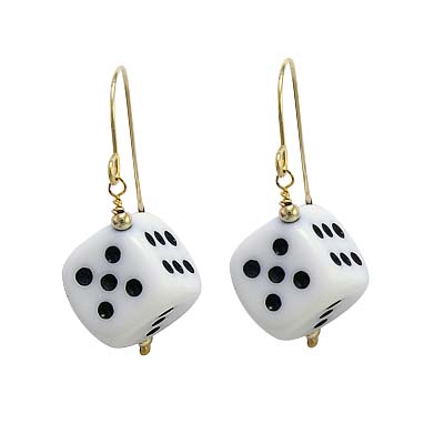 14k Gold Dice Earrings