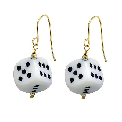 14k Gold Dice Earrings