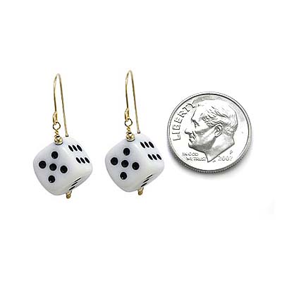 14k Gold Dice Earrings