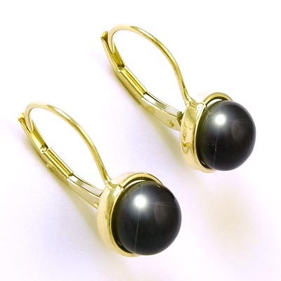 14k Gold Black Pearl Earrings 7mm