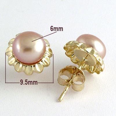 14k gold Sunflower Pearl Earrings