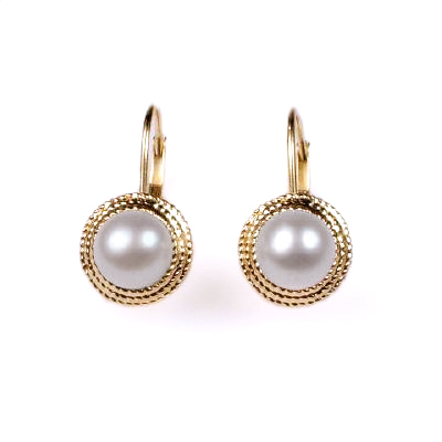 14k Yellow Gold Pearl Earrings