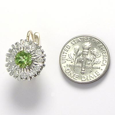 Russian Style Diamond Peridot Earrings 585
