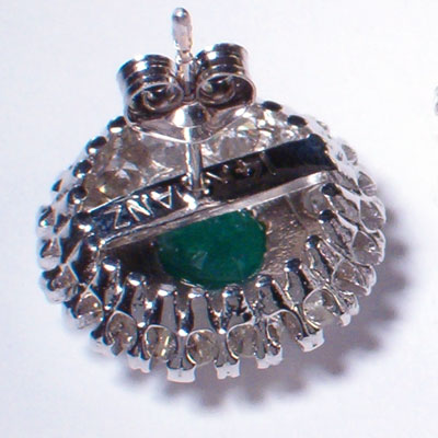 14k Gold Emerald & Diamond Russian style Earrings