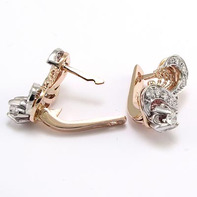 Russian European style diamond earring 14k